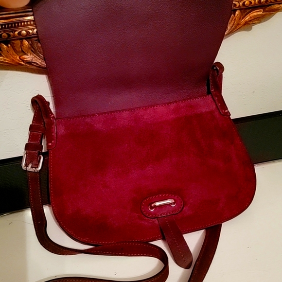 CELINE Lefebure Bordeaux Suede Saddle Bag - Picture 3 of 14